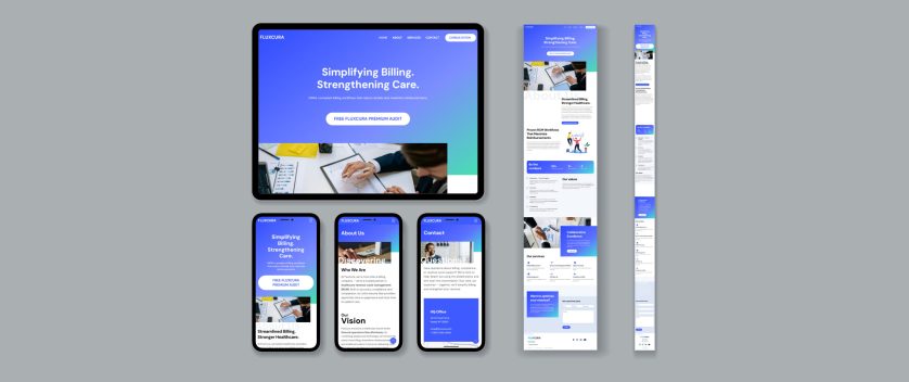 FluxCura branding and web design project for aumenso IT Services Company Porfolio